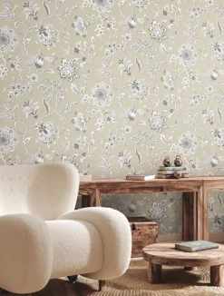 Toile Resource Library Sutton Wallpaper - Brown
