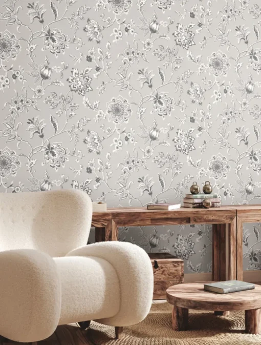 Toile Resource Library Sutton Wallpaper - Gray