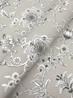 Toile Resource Library Sutton Wallpaper - Gray