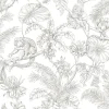 Toile Resource Library Tropical Sketch Toile Wallpaper - Brown