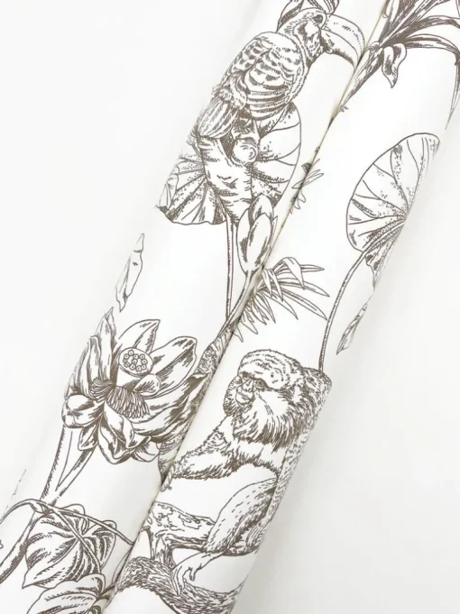 Toile Resource Library Tropical Sketch Toile Wallpaper - Brown