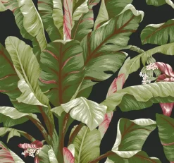 Tropics Resource Library Banana Leaf Wallpaper - Black & Green
