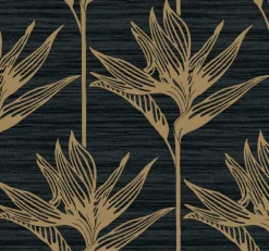 Tropics Resource Library Bird Of Paradise Wallpaper - Black & Gold