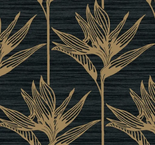 Tropics Resource Library Bird Of Paradise Wallpaper - Black & Gold