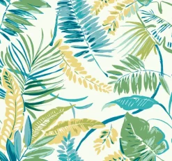 Tropics Resource Library Tropical Toss Wallpaper - Aqua & Yellow