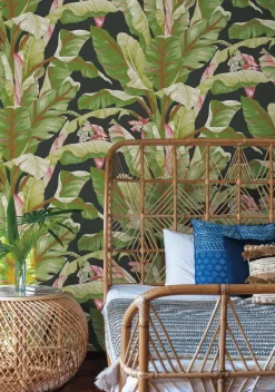 Tropics Resource Library Banana Leaf Wallpaper - Black & Green