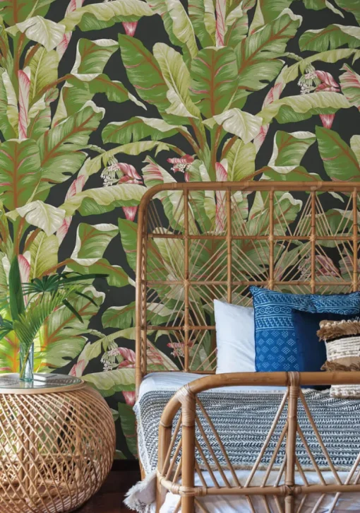 Tropics Resource Library Banana Leaf Wallpaper - Black & Green