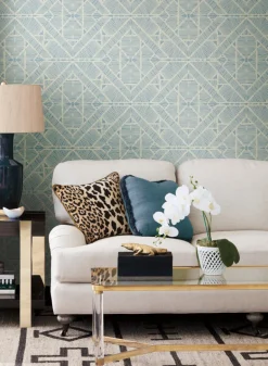 Tropics Resource Library Diamond Macrame Wallpaper - Blue