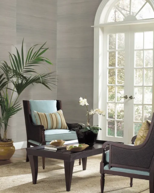 Tropics Resource Library Impression Grasscloth Wallpaper - Gray