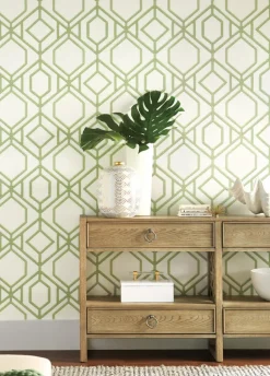 Tropics Resource Library Sawgrass Trellis Wallpaper - Green