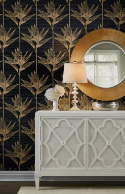 Tropics Resource Library Bird Of Paradise Wallpaper - Black & Gold