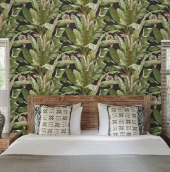 Tropics Resource Library Banana Leaf Wallpaper - Black & Green