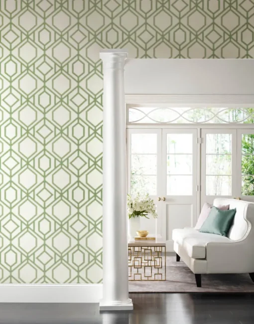 Tropics Resource Library Sawgrass Trellis Wallpaper - Green