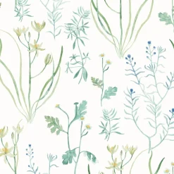 Watercolor Botanicals Alpine Botanical Peel & Stick Wallpaper - Blue