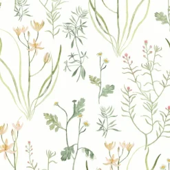 Watercolor Botanicals Alpine Botanical Peel & Stick Wallpaper - Peach