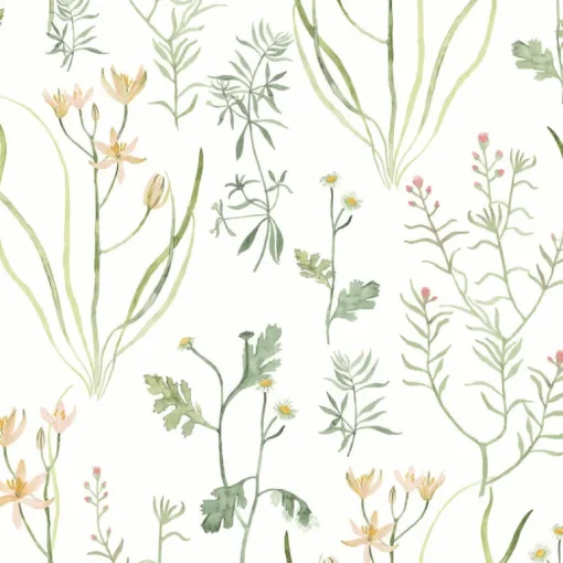 Watercolor Botanicals Alpine Botanical Peel & Stick Wallpaper - Peach