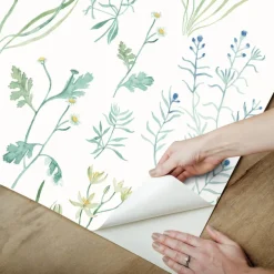 Watercolor Botanicals Alpine Botanical Peel & Stick Wallpaper - Blue