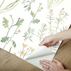 Watercolor Botanicals Alpine Botanical Peel & Stick Wallpaper - Peach