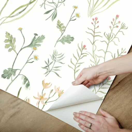 Watercolor Botanicals Alpine Botanical Peel & Stick Wallpaper - Peach