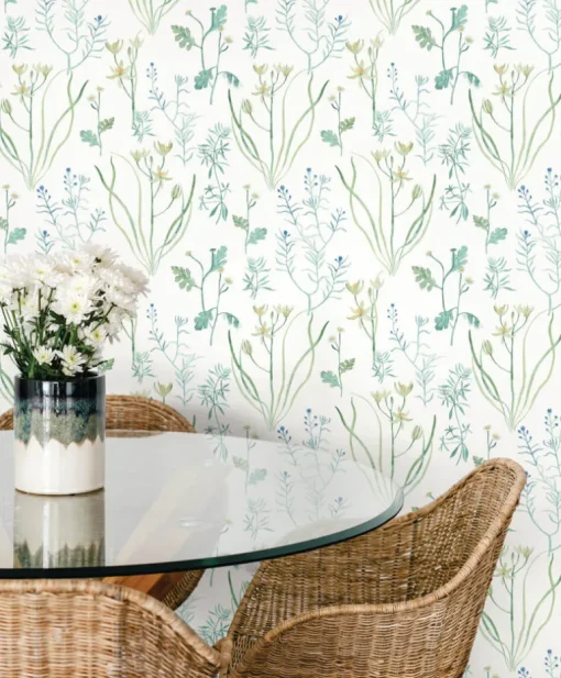 Watercolor Botanicals Alpine Botanical Peel & Stick Wallpaper - Blue