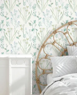 Watercolor Botanicals Alpine Botanical Peel & Stick Wallpaper - Blue