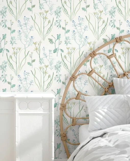 Watercolor Botanicals Alpine Botanical Peel & Stick Wallpaper - Blue