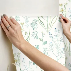 Watercolor Botanicals Alpine Botanical Peel & Stick Wallpaper - Blue