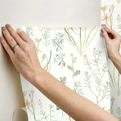 Watercolor Botanicals Alpine Botanical Peel & Stick Wallpaper - Peach