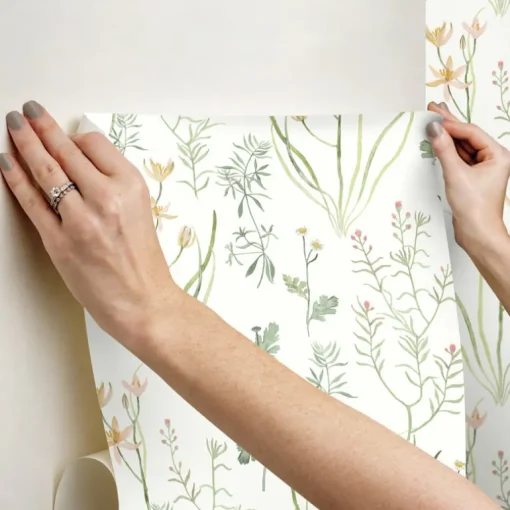 Watercolor Botanicals Alpine Botanical Peel & Stick Wallpaper - Peach