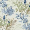 Watercolor Botanicals Handpainted Songbird Peel & Stick Wallpaper - Green & Blue