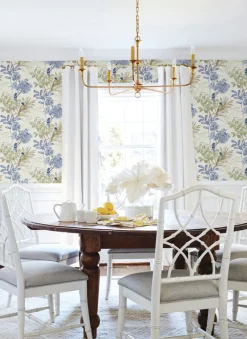 Watercolor Botanicals Handpainted Songbird Peel & Stick Wallpaper - Green & Blue