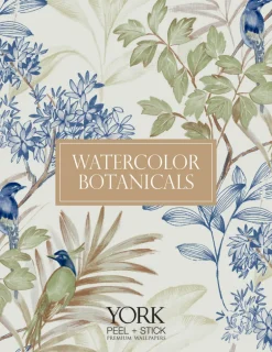 Watercolor Botanicals Handpainted Songbird Peel & Stick Wallpaper - Green & Blue