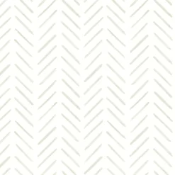 Watercolor Botanicals Painted Herringbone Peel & Stick Wallpaper - Sand