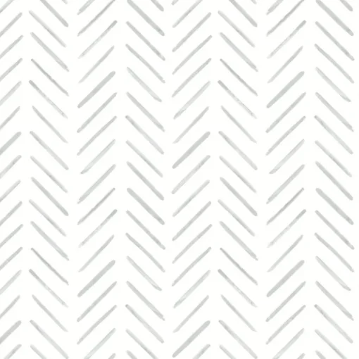 Watercolor Botanicals Painted Herringbone Peel & Stick Wallpaper - Fog