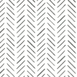 Watercolor Botanicals Painted Herringbone Peel & Stick Wallpaper - Black