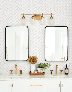 Watercolor Botanicals Painted Herringbone Peel & Stick Wallpaper - Sand