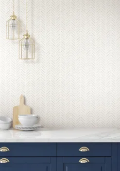 Watercolor Botanicals Painted Herringbone Peel & Stick Wallpaper - Sand