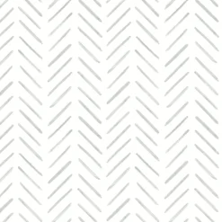 Waters Edge Resource Library Painted Herringbone Wallpaper - Gray