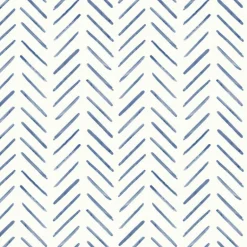 Waters Edge Resource Library Painted Herringbone Wallpaper - Navy