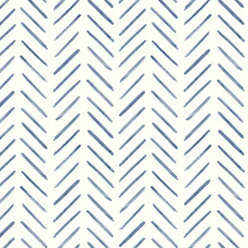 Waters Edge Resource Library Painted Herringbone Wallpaper - Navy