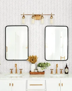 Waters Edge Resource Library Painted Herringbone Wallpaper - Gray