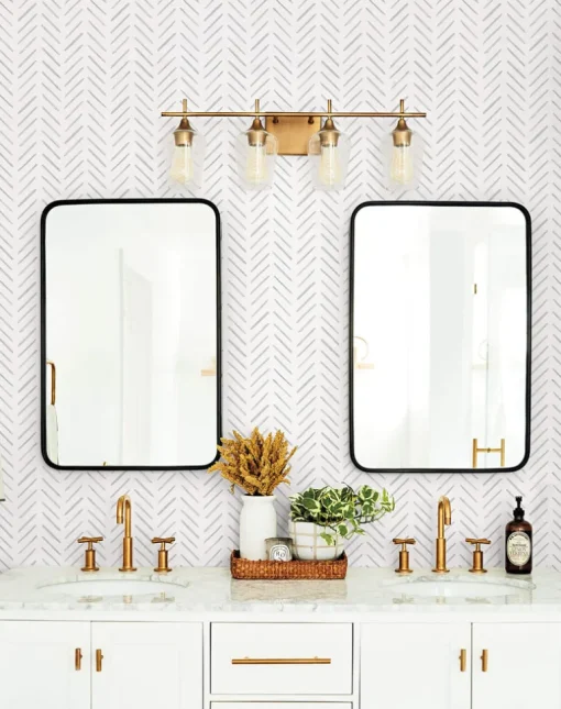 Waters Edge Resource Library Painted Herringbone Wallpaper - Gray