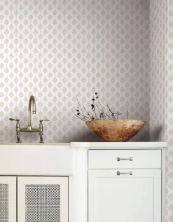 Waters Edge Resource Library French Scallop Wallpaper - Beige