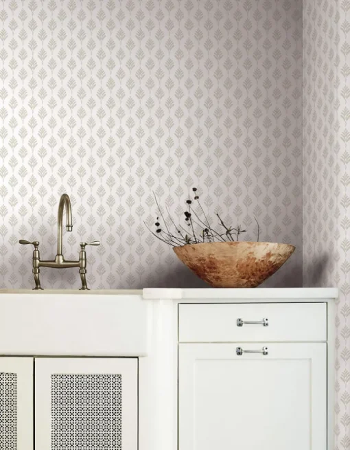 Waters Edge Resource Library French Scallop Wallpaper - Beige