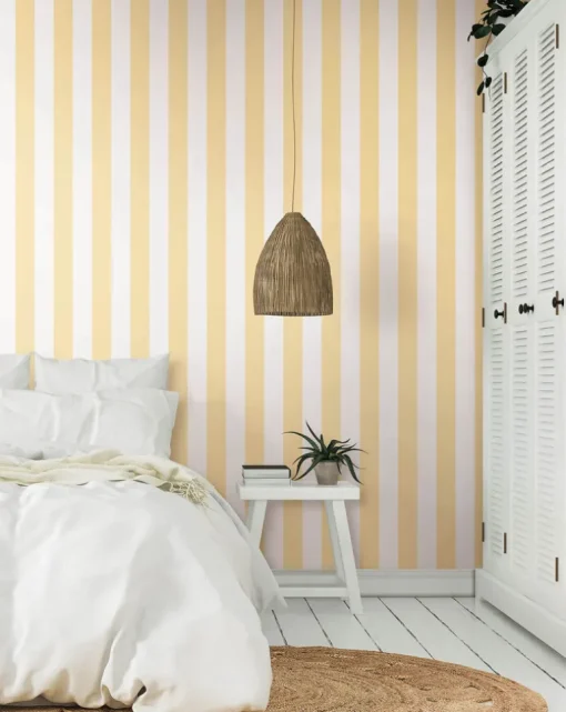 Waters Edge Resource Library Awning Stripe Wallpaper - Yellow