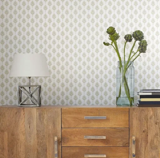 Waters Edge Resource Library French Scallop Wallpaper - Beige