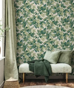Westbury Forest Canopy Leaf Wallpaper - Green