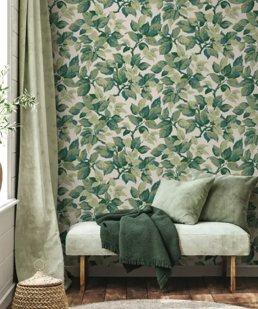 Westbury Forest Canopy Leaf Wallpaper - Green