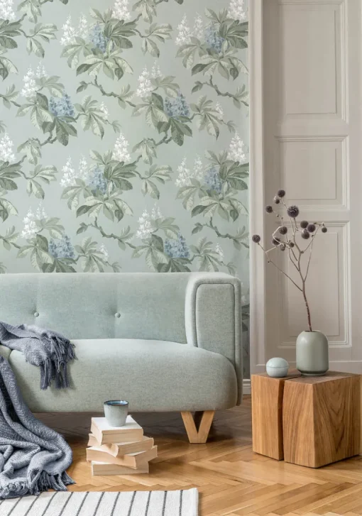 Westbury Forest Chestnut Floral Wallpaper - Blue