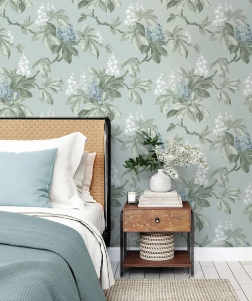 Westbury Forest Chestnut Floral Wallpaper - Blue